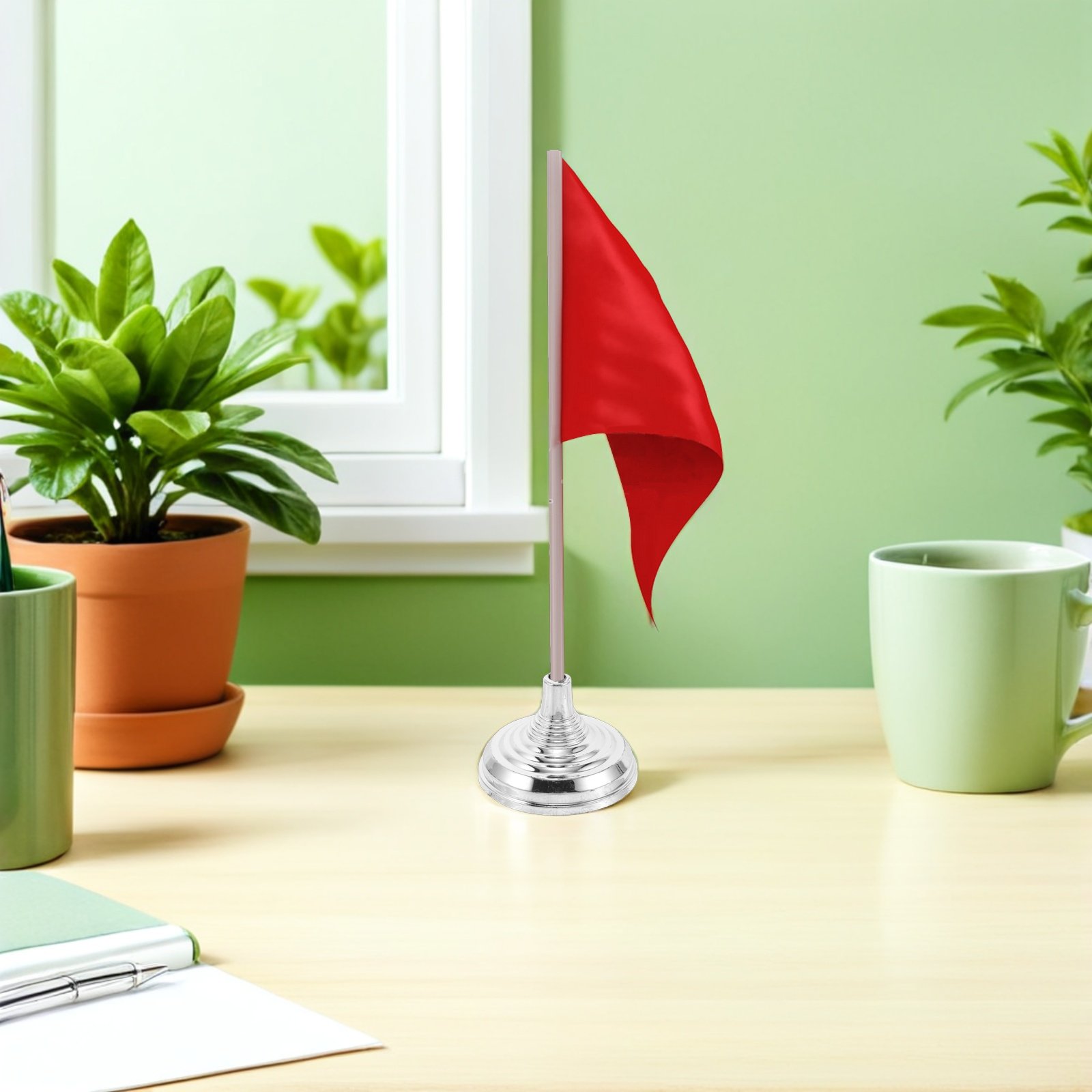 Base plateada para bandera de  - Office Furniture Desk reseña y precio
